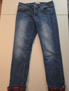 L.L. Bean Signature Flannel-Lined Skinny Denim Jeans - Women's Size 8